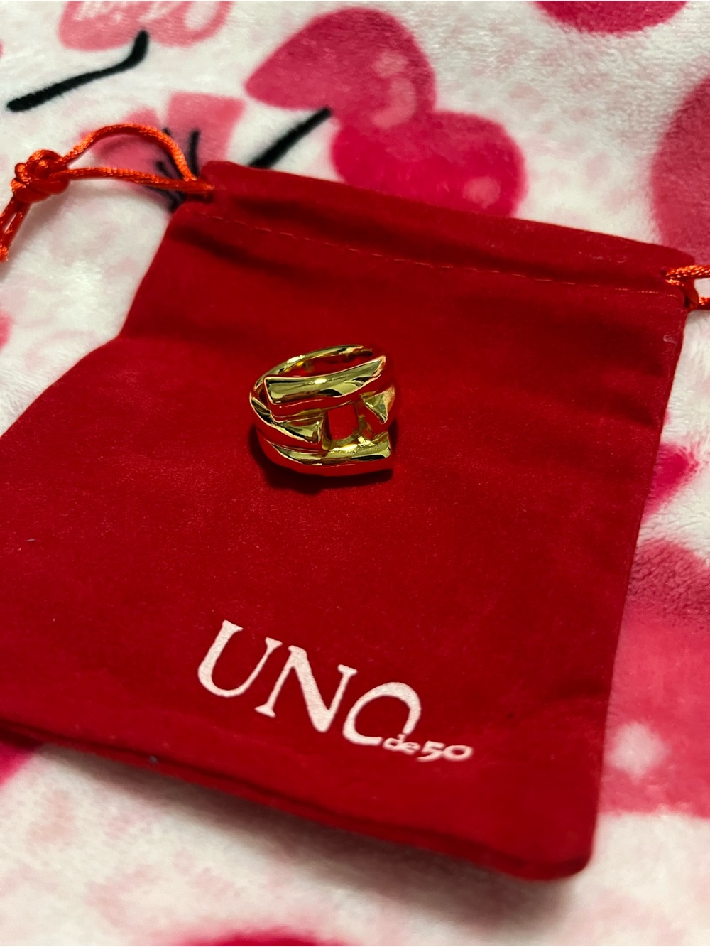 UNO de 50 Gold Sculptural Statement Ring